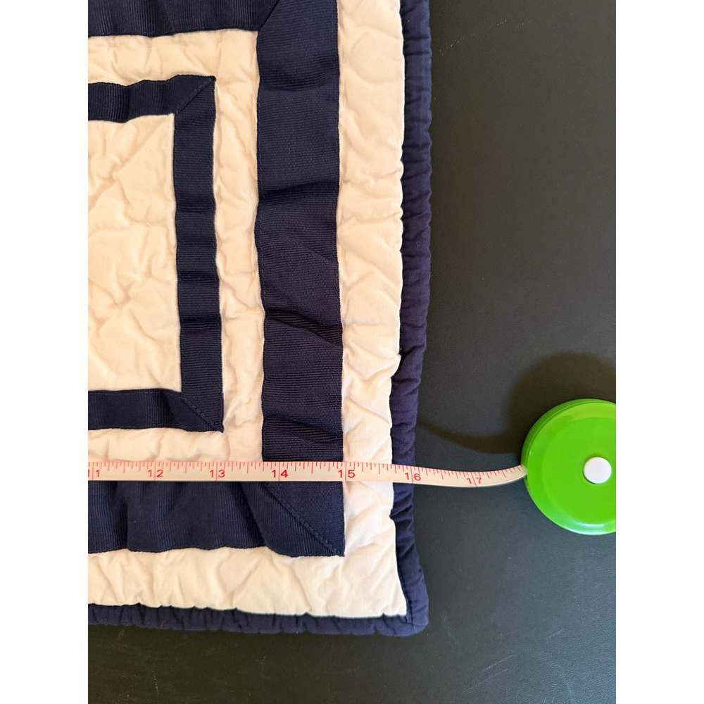 Pottery Barn Kids Navy Grosgrain Monogrammed JDL Quilted Pillow Sham 12x16 White - Picture 2 of 6